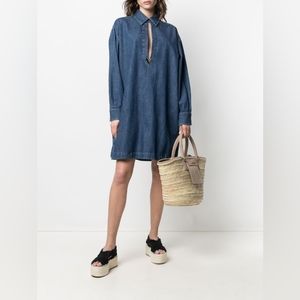 NWT! Valentino Garavani VGOLD Denim Kaftan Dress Size 46/10